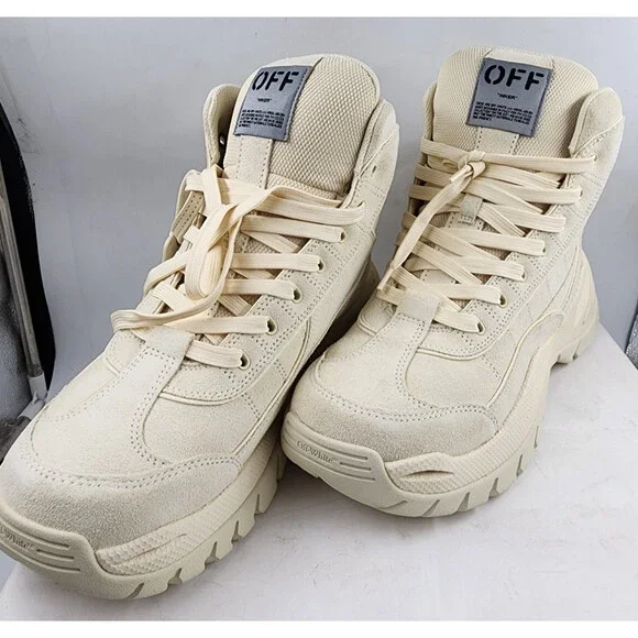 Off-White Hiker High Top Sneakers Men's 11US Beige Lace Up Closure - Picture 2 of 15